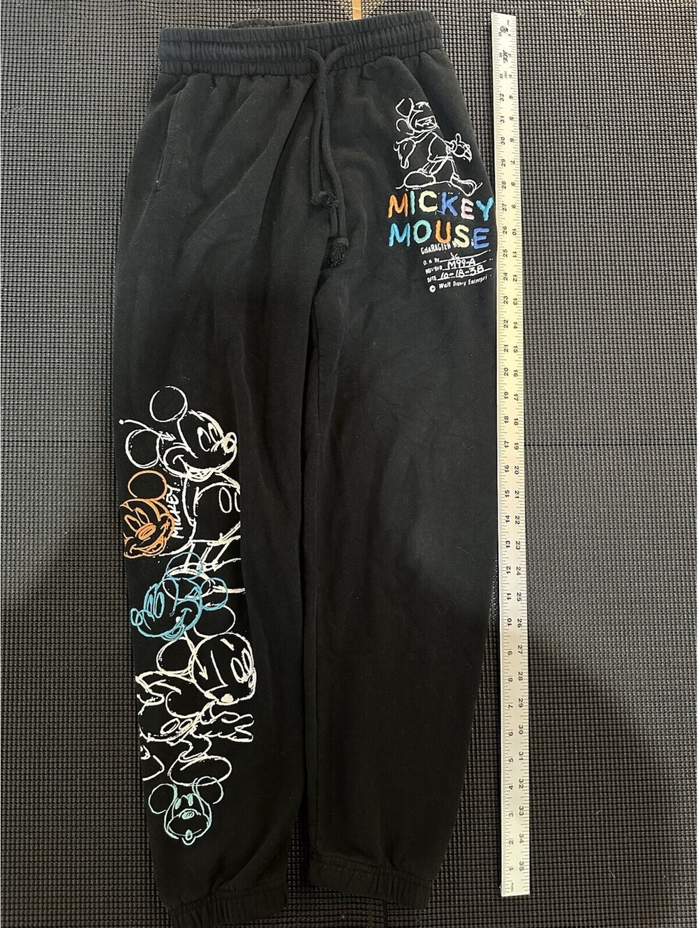 Disney Mickey Mouse Embroidered Black Drawstring Sweatpants size X small (1)